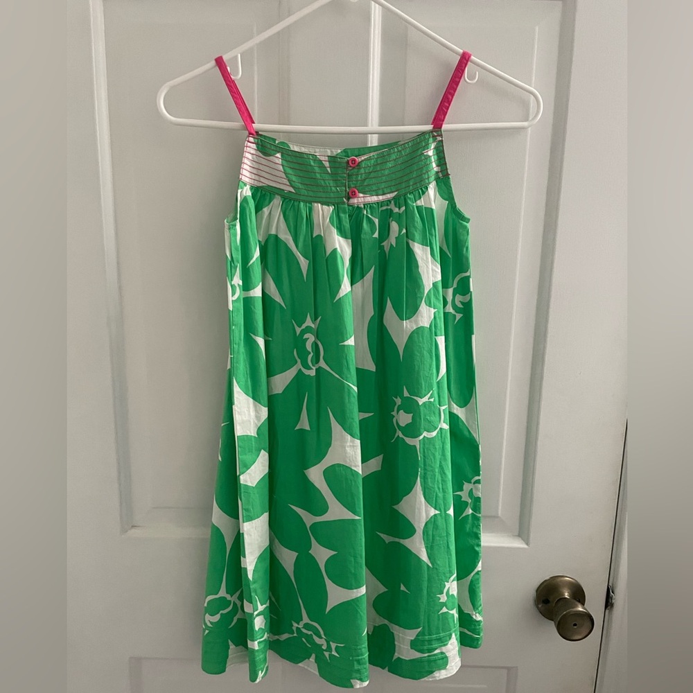 Mini Boden Girls’ Sundress | Size 9-10Y Green Floral Print with Pink Accents - Picture 4 of 8